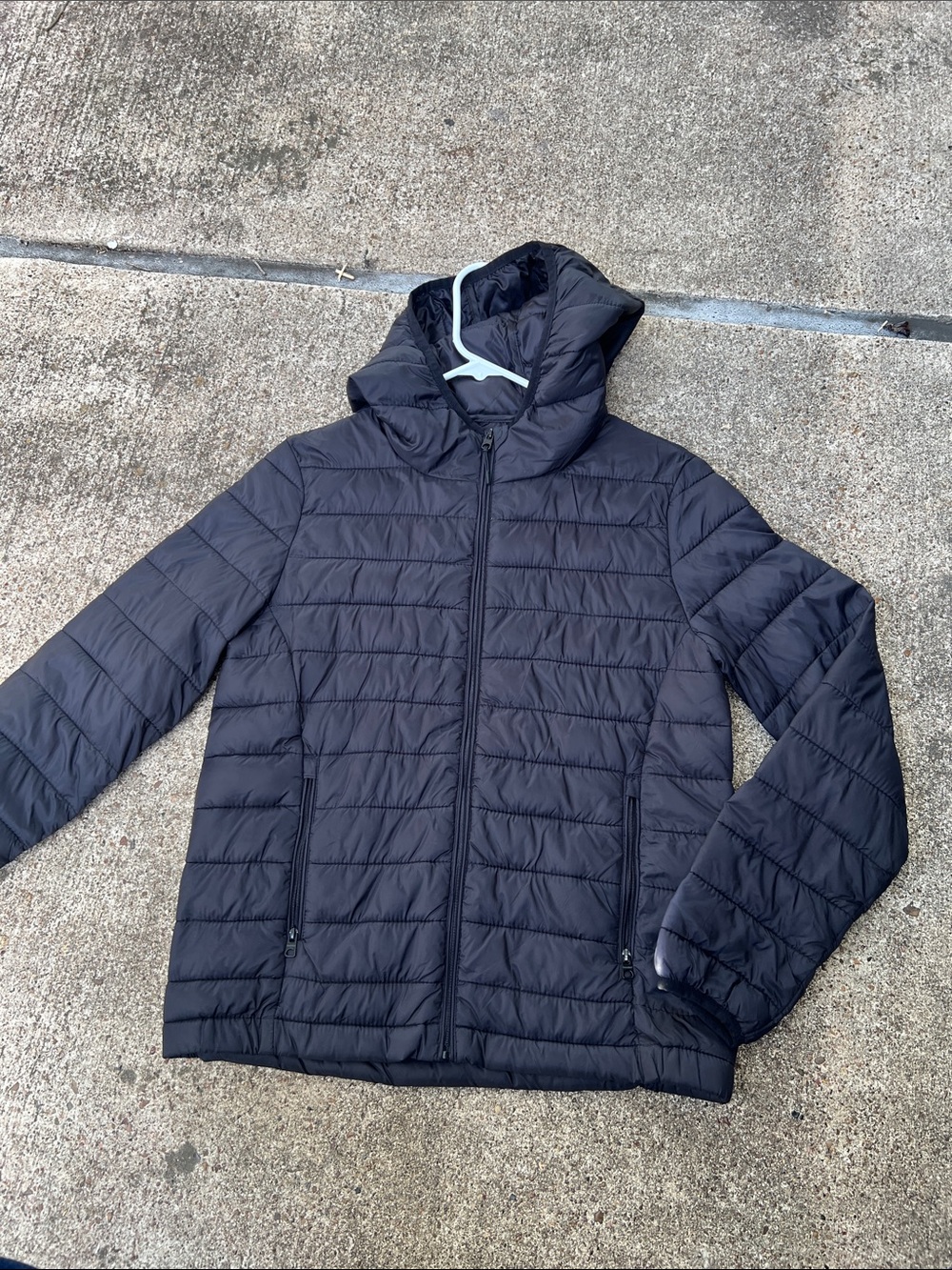 Pull&Bear Black Quilted Hooded Jacket